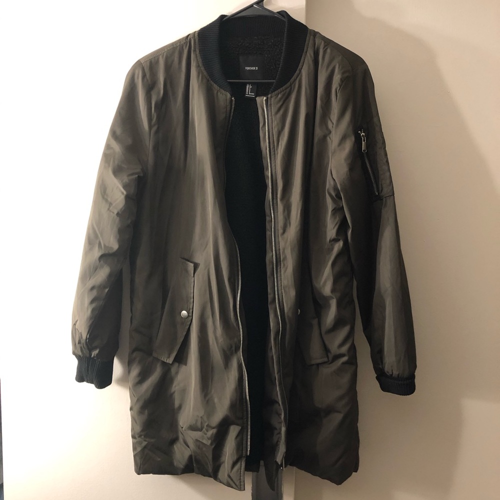 Forever21 Oversized long bomber jacket